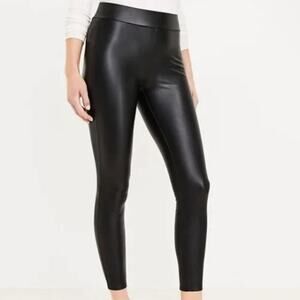 LOFT NWT Women's Black Faux Leather Pull On Pants/Leggings Size Petite S